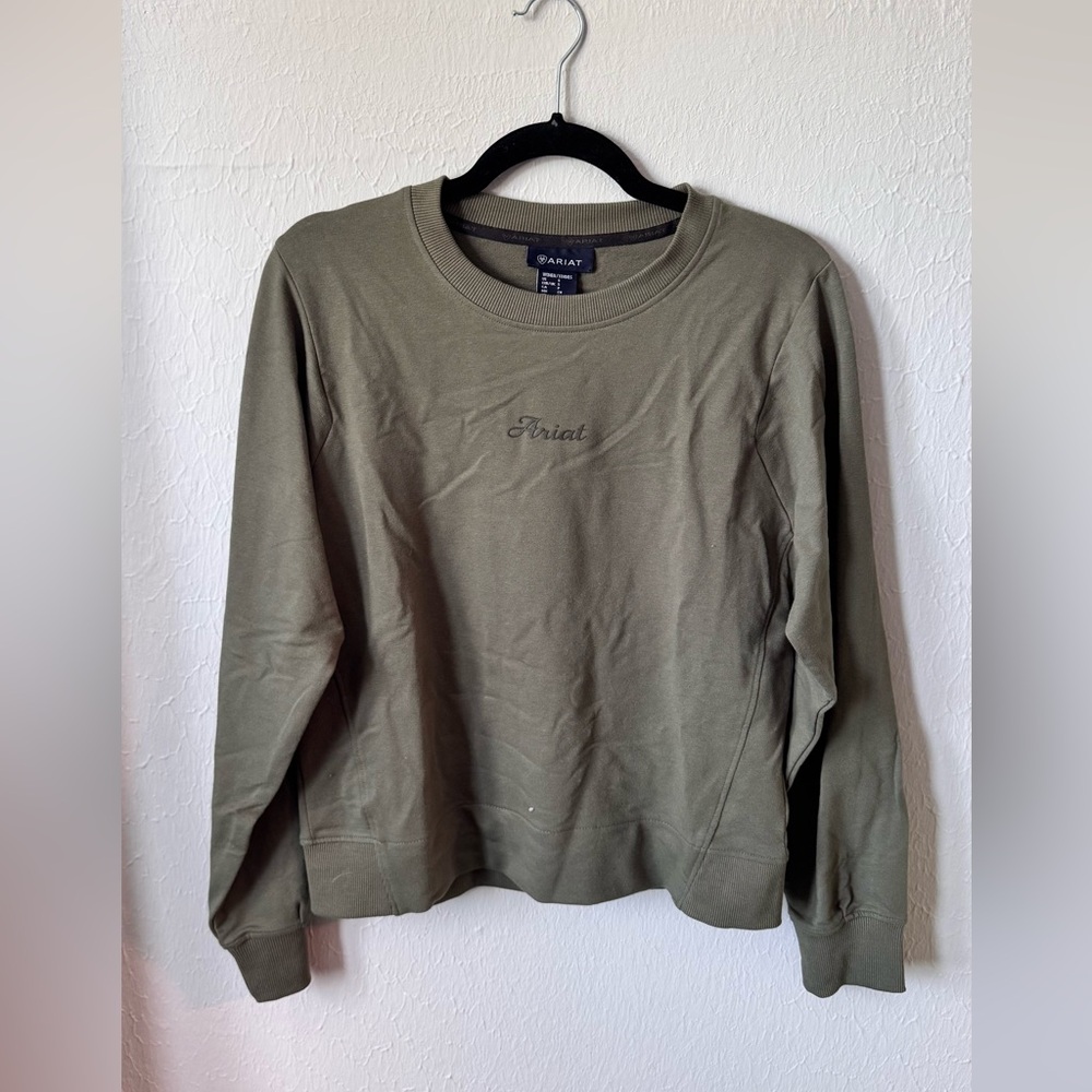 Ariat Olive Crewneck with Subtle Logo